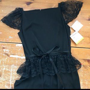 Vintage Black Lace Cocktail Dress, Adele Simpson, NWT, Medium